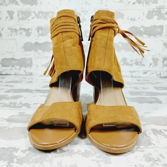 Crown Vintage Danica Faux Suede Slip On Summer Block Heel Sandals V530 - Picture 3 of 12
